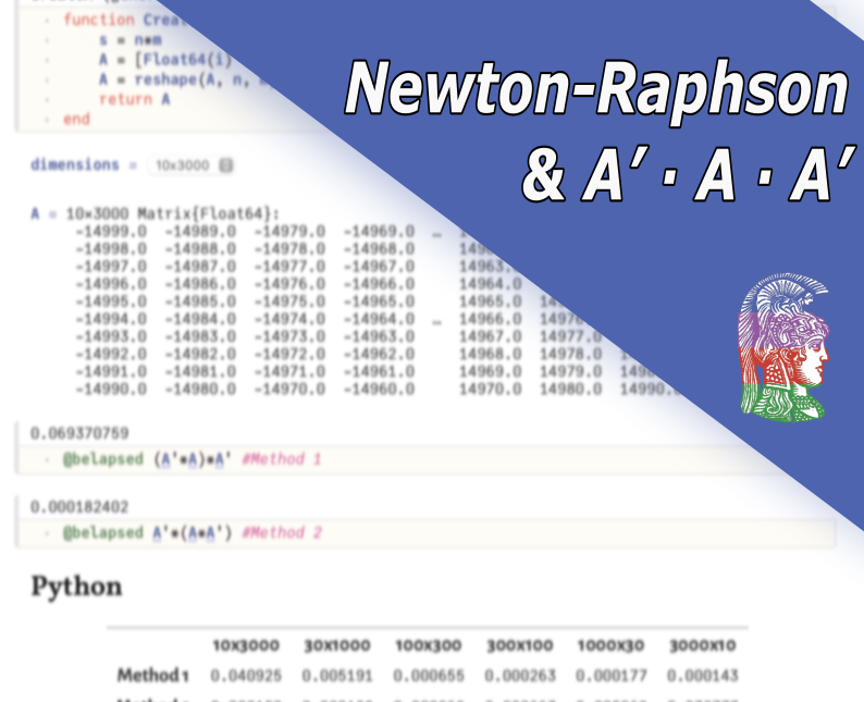 Benchmarks for Netwon-Raphson & Calculation of A’ · A · A’ product